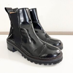 See By Chloe Mallory Black Chelsea Ankle Boots with Rugged Sole size 37.5